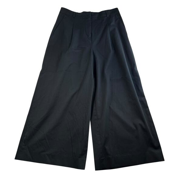 Max Mara Studio Sz 12 Cotton Cropped Trousers Pants Black Pleated Front Italy - Picture 3 of 16